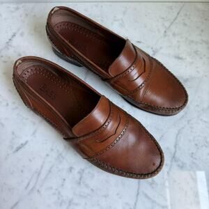 BASS ‘Fontana’ Vintage Penny Loafers Brown Leather Size 9M Brazil